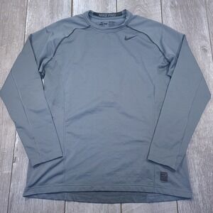 Nike Pro Training Shirt Mens 2XL Gray Long Sleeve Dri-FIT Fitted Hyperwarm Top
